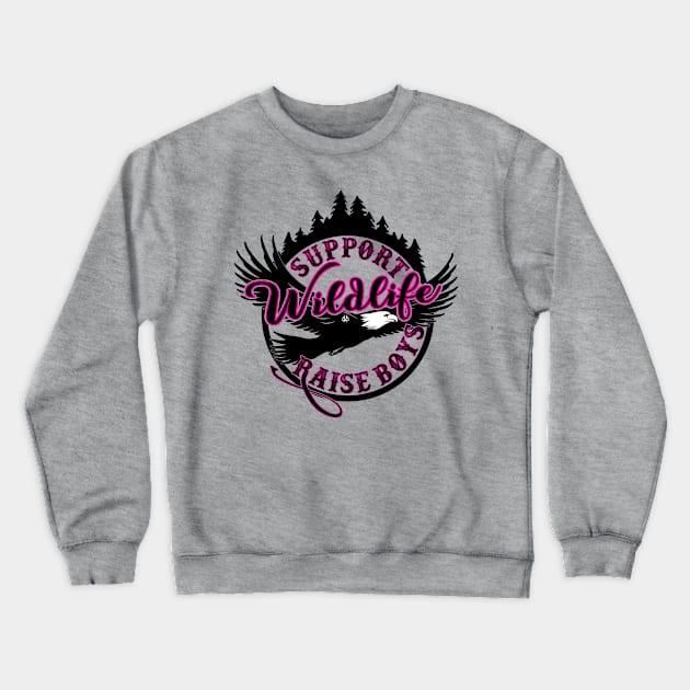 Support Wildlife Raise Boys Pink Crewneck Sweatshirt by Turnbill Truth Designs